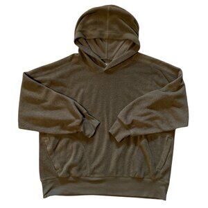 Women's SO Oversized Sherpa Fleece Hooded Sweatshirt DARK GREEN Size XL